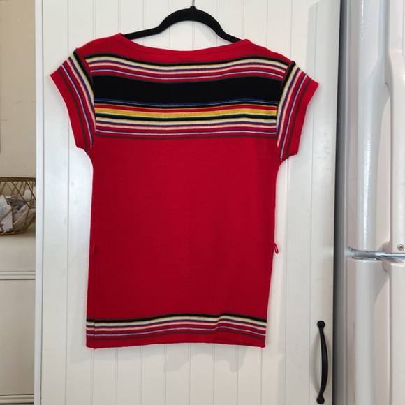 VINTAGE striped short sleeve knit top small - Picture 2 of 5
